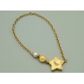 Colier statement retromodernist din argint aurit Star & Moon | preoved anii 1990