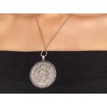 Colier  din argint cu pandant realizat din monedă taler Maria Theresia 
