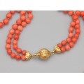 Remarcabil colier double-strand de coral  Sciacca natural | montură în aur 18k 