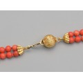 Remarcabil colier double-strand de coral  Sciacca natural | montură în aur 18k 