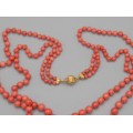 Remarcabil colier double-strand de coral  Sciacca natural | montură în aur 18k 