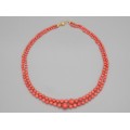 Remarcabil colier double-strand de coral  Sciacca natural | montură în aur 18k 