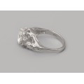 Inel cocktail Art Deco din aur alb 18 k decorat cu diamante naturale 2.07 CT | Franța cca 1945