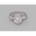 Inel cocktail Art Deco din aur alb 18 k decorat cu diamante naturale 2.07 CT | Franța cca 1945