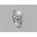 Inel cocktail Art Deco din aur alb 18 k decorat cu diamante naturale 2.07 CT | Franța cca 1945