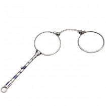 Ochelari Lorgnette de perioadă art Deco din argint cu accente de email albastru | cca.1925