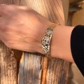 Brățară bangle victoriană din în aur 14k decorată cu pietre naturale si pietre de sinteză | cca. 1880 - 1900