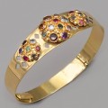 Brățară bangle victoriană din în aur 14k decorată cu pietre naturale si pietre de sinteză | cca. 1880 - 1900