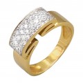 Inel vintage retromodernist din aur galben 18k pavat cu diamante naturale | atelier francez cca. 1960 - 1970