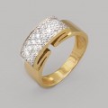 Inel vintage retromodernist din aur galben 18k pavat cu diamante naturale | atelier francez cca. 1960 - 1970