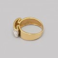 Inel vintage retromodernist din aur galben 18k pavat cu diamante naturale | atelier francez cca. 1960 - 1970