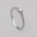 Inel vintage de logodnă din aur alb 18k decorat cu un diamant natural 0.19 CT | preloved cca.1950 - 1960