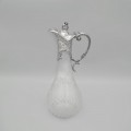 Carafă Art Nouveau decantor din cristal gravat și alamă argintată | Franța cca. 1900 - 1910