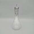 Carafă Art Nouveau decantor din cristal gravat și alamă argintată | Franța cca. 1900 - 1910