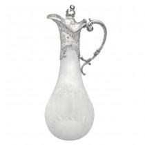 Carafă Art Nouveau decantor din cristal gravat și alamă argintată | Franța cca. 1900 - 1910