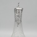 Carafă Art Nouveau decantor din cristal gravat și alamă argintată | Franța cca. 1900 - 1910