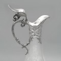 Carafă Art Nouveau decantor din cristal gravat și alamă argintată | Franța cca. 1900 - 1910