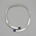 Colier choker modernist mexican din argint  950 & sodalit natural | atelier Taxco | new old stock 2000