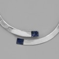 Colier choker modernist mexican din argint  950 & sodalit natural | atelier Taxco | new old stock 2000