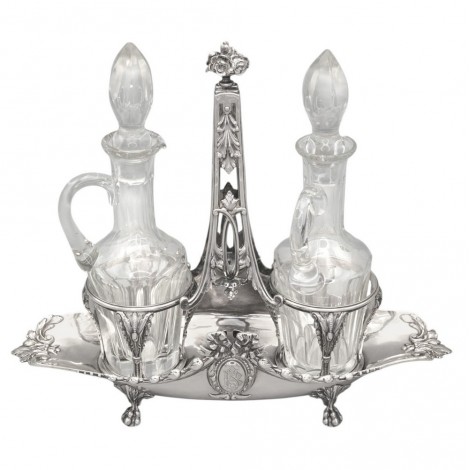 Olivieră Maison Cardeilhac din argint 950 și cristal elegant elaborată în stil Empire | Franța cca.1850