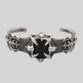 Brățară cuff  Gothic Revival din argint masiv și onix negru | model unisex | colecția CARPE DIEM - YOLO 2025