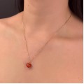 Set de bijuterii Valentine's din aur 18k și coral natural de Sardinia | colier cu pandant și cercei | Italia