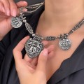 Colier etnic indian din argint decorat cu amulete sino-tibetane  Gautama Buddha  | colecția RĂDĂCINI 2025