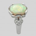 Inel cocktail din aur alb 18k cu diamante naturale 0.36 ct și opal natural 3.13 ct | preloved cca. 1990 - 2000