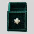 Inel cocktail din aur alb 18k cu diamante naturale 0.36 ct și opal natural 3.13 ct | preloved cca. 1990 - 2000