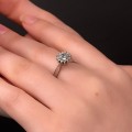 Inel vintage de logodnă din aur alb 18k decorat cu un diamante naturale 0.60 CT | cca.1950 - 1960