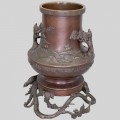 Veche vază japoneză Usabata din bronz pentru Ikebana | perioadă Meiji cca. 1900