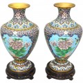 Pereche de vaze cloisonne de perioadă Chiang Kai | cupru emailat și aurit | China cca. 1950