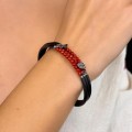 Brățară cuff din silicon și argint decorată cu anturaje de coral natural de Sardinia | preloved