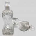 Pereche de decantoare din cristal și argint în manieră victoriană | atelier William Comyns & Sons anul 1907