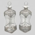 Pereche de decantoare din cristal și argint în manieră victoriană | atelier William Comyns & Sons anul 1907