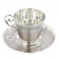 Garnitură solitaire pentru servirea cafelei | farfurie și ceașcă din argint | Franța