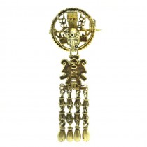 Rafinată broșă - pandant Etruscan Revival | argint aurit | Italia